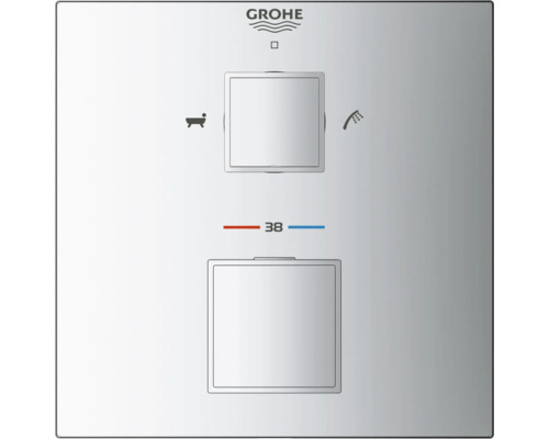 Grohe Logo Thermostatarmatur mit Wannen- und Duschsymbol