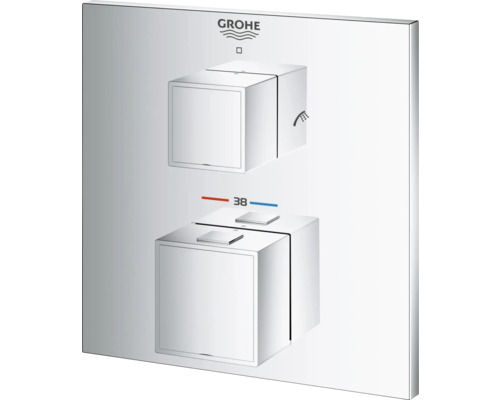 Grohe Logo. Duscharmatur mit Thermostat zur Temperaturregelung.