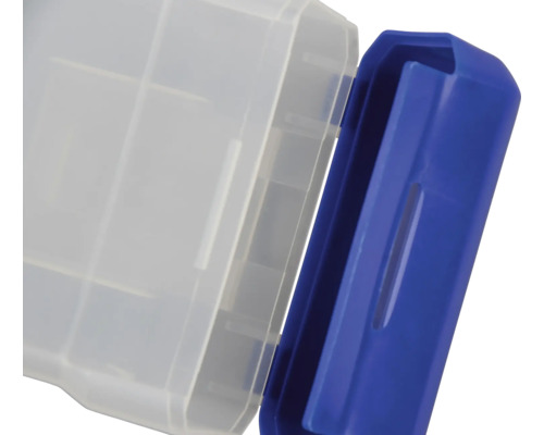 Aufbewahrungsbox aus Kunststoff mit blauem Verschluss