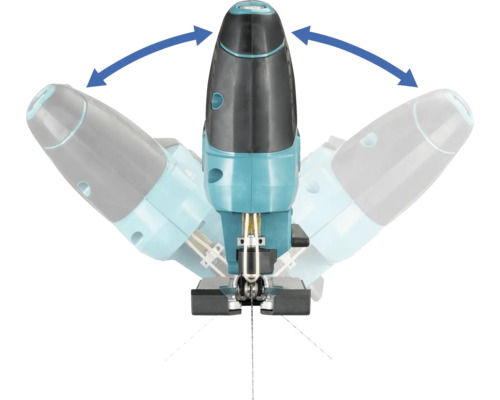 Pendelhubstichsäge mit Pfeilen, die die Drehbewegung andeuten