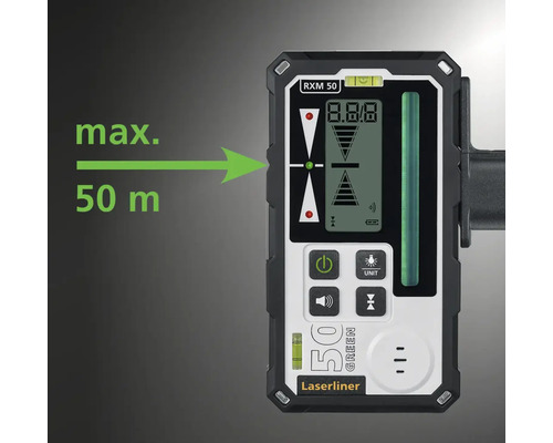 Laserliner RXM 50 Empfänger mit einer maximalen Reichweite von 50 Meter.