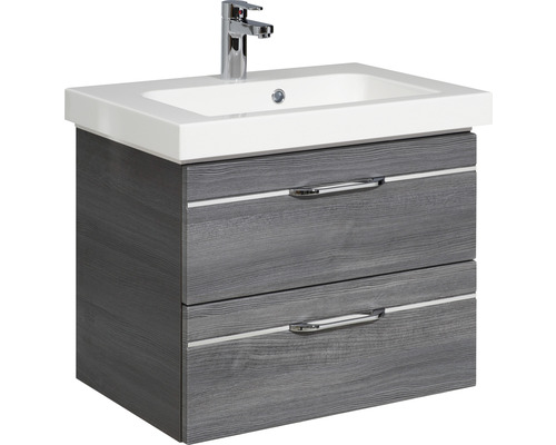 Waschtisch mit Unterschrank, zwei Schubladen, Keramikwaschbecken und Armatur