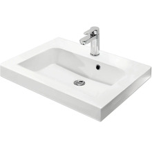 Weißes Waschbecken mit Armatur für das Badezimmer
