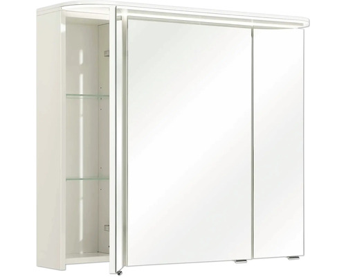 Spiegelschrank mit offenen Regalen und Spiegeltüren