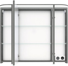 Spiegelschrank mit drei Türen, Glasböden und Steckdosen