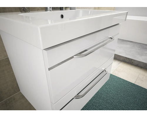 Waschtischunterschrank mit zwei Schubladen und Griffen