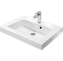 Waschtisch aus Sanitärkeramik mit Armatur