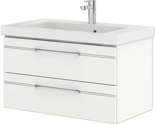 Waschtischunterschrank mit zwei Schubladen und Aufsatzwaschbecken