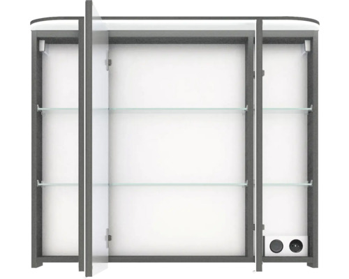 Spiegelschrank mit drei Türen und Glasablagen für Badezimmer