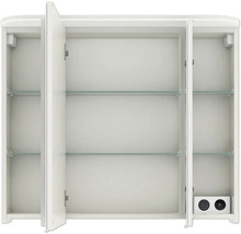 Badmöbel-Set Pelipal Sunline 108 BxHxT 122 x 200 x 50,8 cm Frontfarbe weiß hochglanz Badmöbelset 4-teilig mit Waschtisch Mineralmarmor weiß und Waschtischunterschrank Spiegelschrank mit LED-Beleuchtung Wandschrank