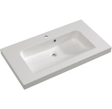 Badmöbel-Set Pelipal Sunline 108 BxHxT 122 x 200 x 50,8 cm Frontfarbe weiß hochglanz Badmöbelset 4-teilig mit Waschtisch Mineralmarmor weiß und Waschtischunterschrank Spiegelschrank mit LED-Beleuchtung Wandschrank
