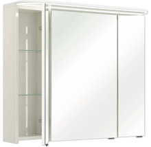 Badmöbel-Set Pelipal Sunline 108 BxHxT 122 x 200 x 50,8 cm Frontfarbe weiß hochglanz Badmöbelset 4-teilig mit Waschtisch Mineralmarmor weiß und Waschtischunterschrank Spiegelschrank mit LED-Beleuchtung Wandschrank