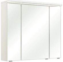 Badmöbel-Set Pelipal Sunline 108 BxHxT 122 x 200 x 50,8 cm Frontfarbe weiß hochglanz Badmöbelset 4-teilig mit Waschtisch Mineralmarmor weiß und Waschtischunterschrank Spiegelschrank mit LED-Beleuchtung Wandschrank