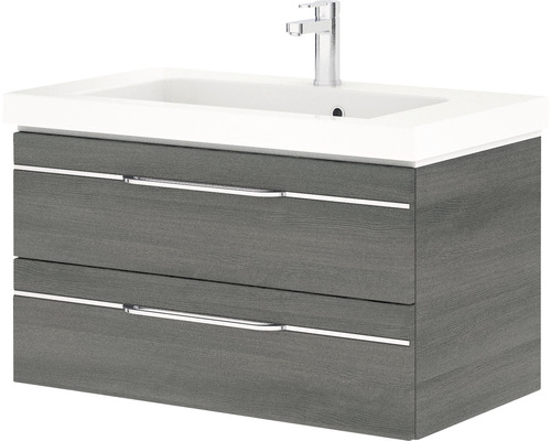 Waschtischunterschrank mit zwei Schubladen, Waschtisch und Armatur