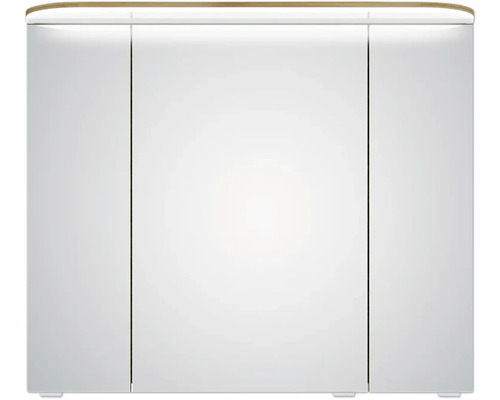 Weißer Spiegelschrank mit drei Türen und Beleuchtung
