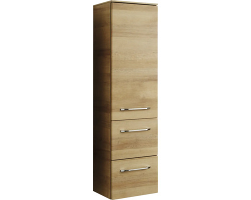 Hochschrank aus Holz mit drei Schubladen und Griffen