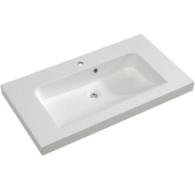 Waschtisch aus Keramik mit Hahnloch und Überlauf