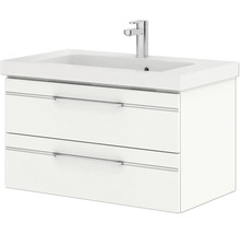 Waschtischunterschrank mit zwei Schubladen und Waschbecken sowie Armatur
