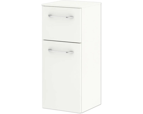 Weißer Badezimmer-Hängeschrank mit zwei Schubladen und Griffen