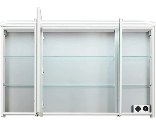 Offener Spiegelschrank mit Glasablagen für das Badezimmer