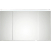 Badmöbel-Set Pelipal Sunline 108 BxHxT 153 x 200 x 50,8 cm Frontfarbe weiß hochglanz Badmöbelset 4-teilig mit Waschtisch Mineralmarmor weiß und Waschtischunterschrank Spiegelschrank mit LED-Beleuchtung Wandschrank