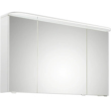 Badmöbel-Set Pelipal Sunline 108 BxHxT 153 x 200 x 50,8 cm Frontfarbe weiß hochglanz Badmöbelset 4-teilig mit Waschtisch Mineralmarmor weiß und Waschtischunterschrank Spiegelschrank mit LED-Beleuchtung Wandschrank
