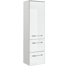Badmöbel-Set Pelipal Sunline 108 BxHxT 153 x 200 x 50,8 cm Frontfarbe weiß hochglanz Badmöbelset 4-teilig mit Waschtisch Mineralmarmor weiß und Waschtischunterschrank Spiegelschrank mit LED-Beleuchtung Wandschrank