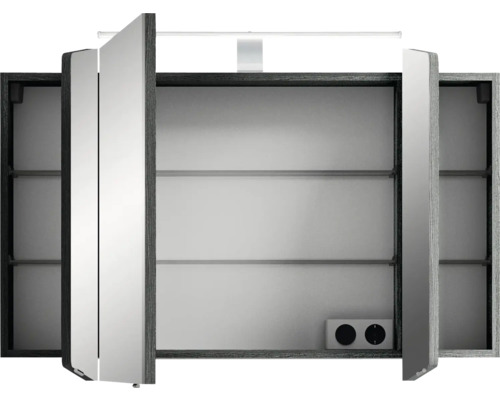 Spiegelschrank mit drei Türen, Beleuchtung und Steckdose