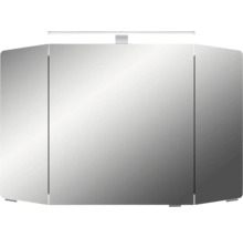 Badmöbel-Set Pelipal Sunline 104 BxHxT 101 x 200 x 50,5 cm Frontfarbe eiche riviera Badmöbelset 3-teilig mit Waschtisch Mineralmarmor weiß und Waschtischunterschrank Spiegelschrank mit LED-Beleuchtung