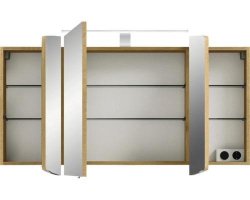 Badezimmerschrank mit Spiegel, Einbauspots und Steckdosen