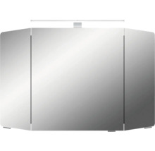 Badmöbel-Set Pelipal Sunline 104 BxHxT 131 x 200 x 50,5 cm Frontfarbe graphit struktur quer Badmöbelset 4-teilig mit Waschtisch Mineralmarmor weiß und Waschtischunterschrank Spiegelschrank mit LED-Beleuchtung Unterschrank