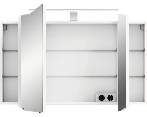Spiegelschrank mit Regalböden, Spiegeltüren und Licht