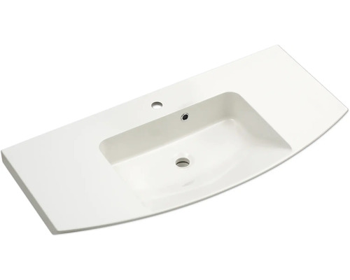 Waschtischplatte aus Sanitärkeramik mit Hahnloch und Überlauf