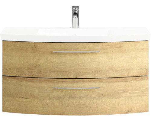 Waschtischunterschrank mit zwei Schubladen und Aufsatzwaschbecken