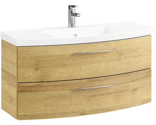 Waschtischunterschrank mit zwei Schubladen und Aufsatzwaschbecken