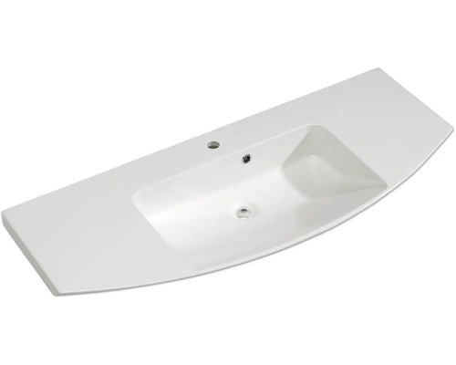 Waschtisch aus Keramik mit Hahnloch und Überlauf