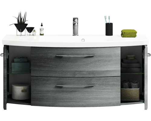 Waschtischunterschrank mit zwei Schubladen und offenem Stauraum