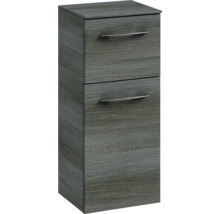 Badmöbel-Set Pelipal Sunline 104 BxHxT 151 x 200 x 50,5 cm Frontfarbe graphit struktur quer Badmöbelset 4-teilig mit Waschtisch Mineralmarmor weiß und Waschtischunterschrank Spiegelschrank mit LED-Beleuchtung Unterschrank