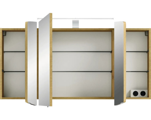 Spiegelschrank mit drei Türen, Beleuchtung und Steckdose