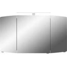 Badmöbel-Set Pelipal Sunline 104 BxHxT 151 x 200 x 50,5 cm Frontfarbe eiche riviera Badmöbelset 4-teilig mit Waschtisch Mineralmarmor weiß und Waschtischunterschrank Spiegelschrank mit LED-Beleuchtung Hochschrank