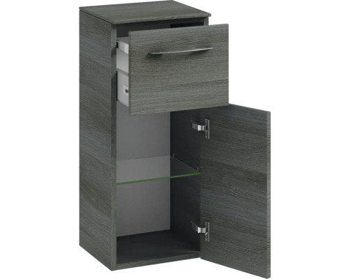 Badezimmerschrank mit Schublade und Tür mit Glaseinlegeboden
