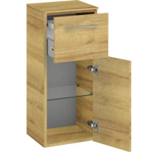 Badezimmer-Hängeschrank mit Schublade, Tür und Glasboden