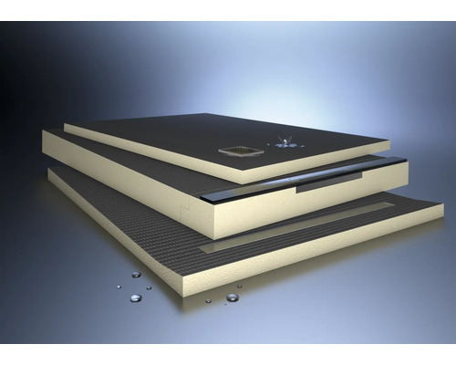 Querschnitt einer Duschwanne mit Entwässerungssystem