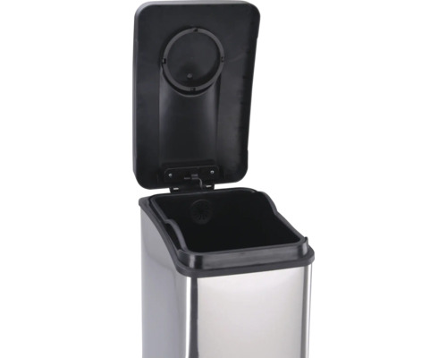 Geöffneter rechteckiger Abfalleimer aus Edelstahl