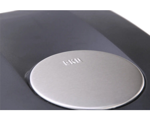 Detailansicht eines Abfallbehälterdeckels mit EKO Logo