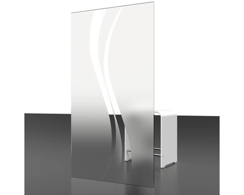 Duschwand aus Glas mit Dekor und Halterung