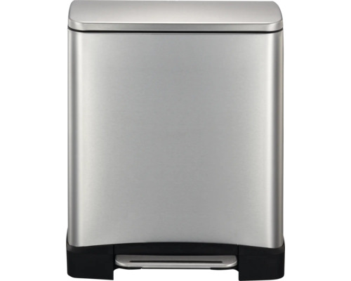 Rechteckiger, silberfarbener Treteimer aus Stahl
