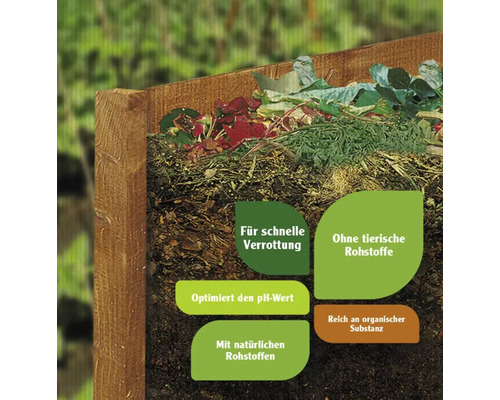 Komposthaufen mit Hinweisen zu schneller Verrottung, optimiertem pH-Wert und natürlichen Rohstoffen