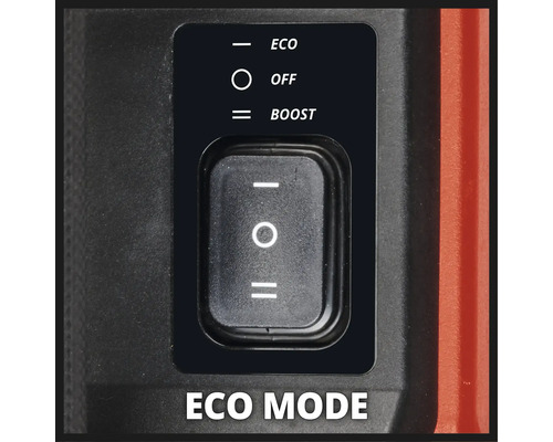 Nahaufnahme eines Schalters mit den Einstellungen Eco, Aus und Boost.