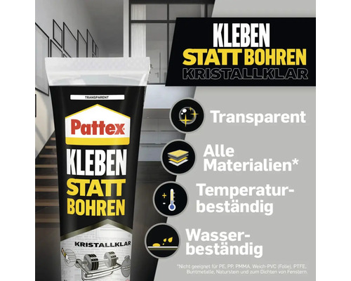 Pattex Kleben statt Bohren Montagekleber, transparent